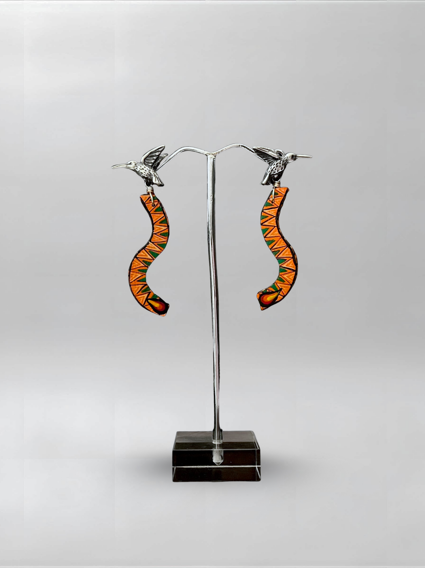 Hummingbird Orange Slender Earrings