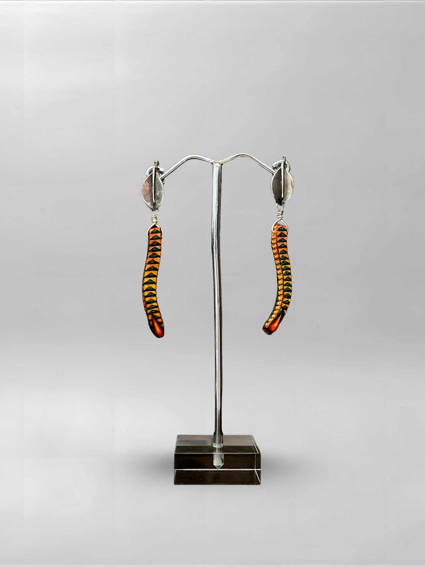 Leaf Orange Green Slender Earrings