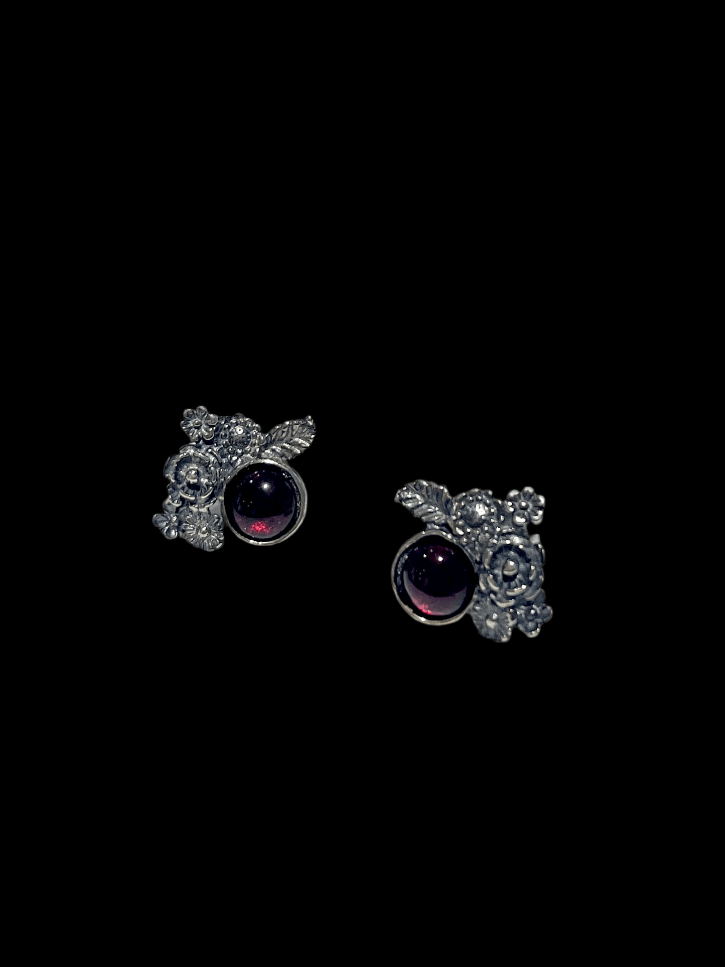 Garnet Flower Studs