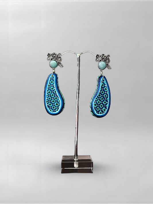 Turqoise Stone Curved Earrings