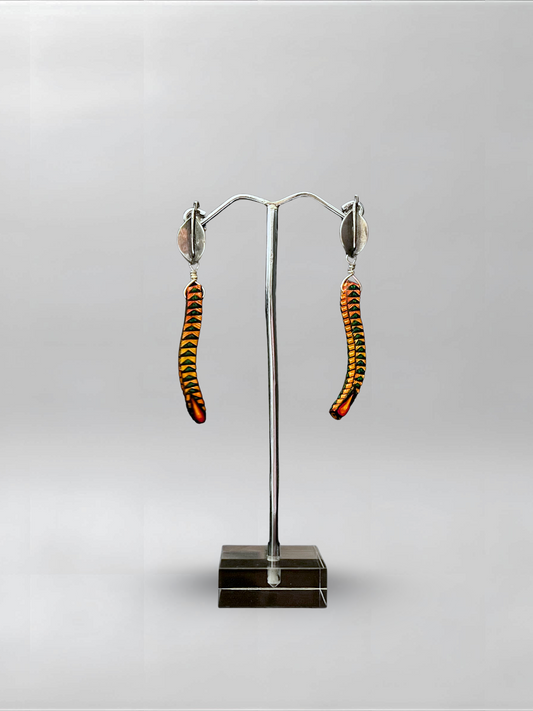 Leaf Orange Green Slender Earrings