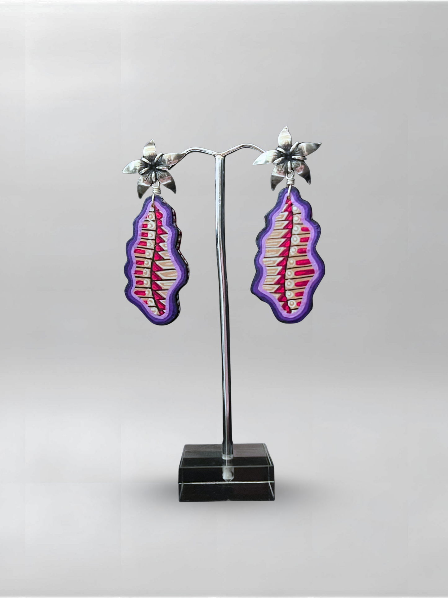 Flower Purple Abstract Earrings