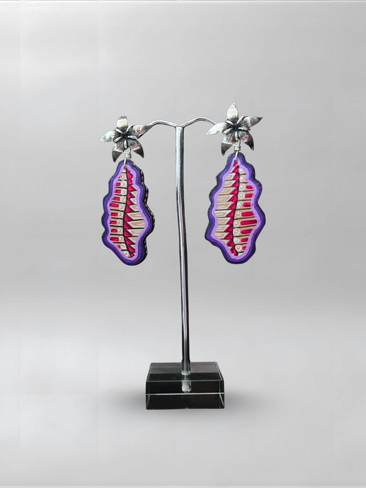 Flower Purple Abstract Earrings
