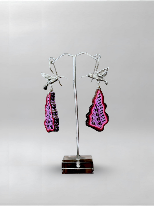 Hummingbird Purple Abstract Earrings