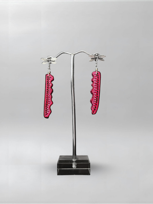 Delicate Dragonfly Pink Slender Earrings