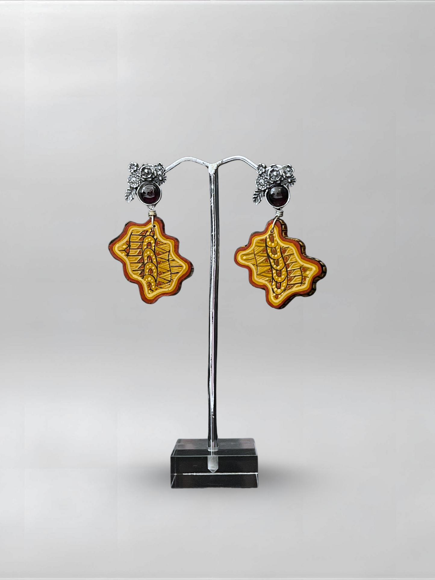 Amethyst Brown Pillow Earrings