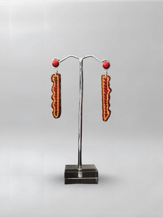 Coral Stone Red Slender Earrings