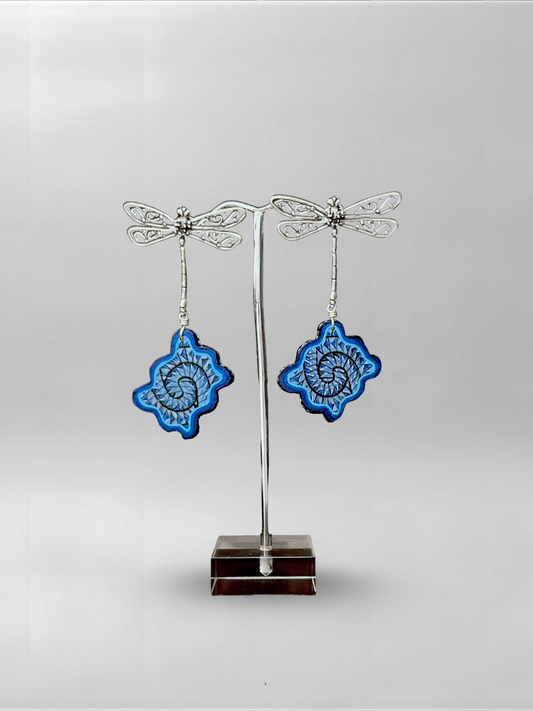 Dragonfly Blue Pillow Earrings