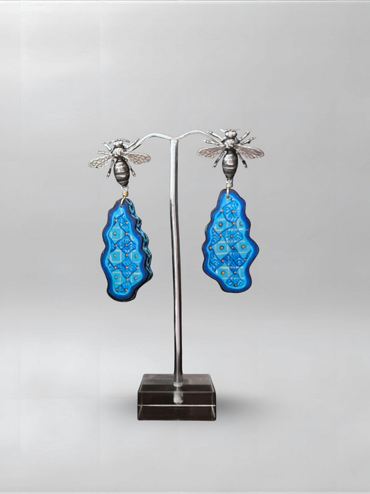 Honeybee Blue Abstract Earrings
