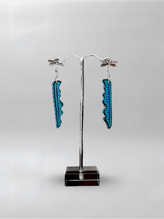 Delicate Dragonfly Blue Slender Earrings