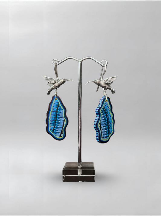 Hummingbird Blue Abstract Earrings