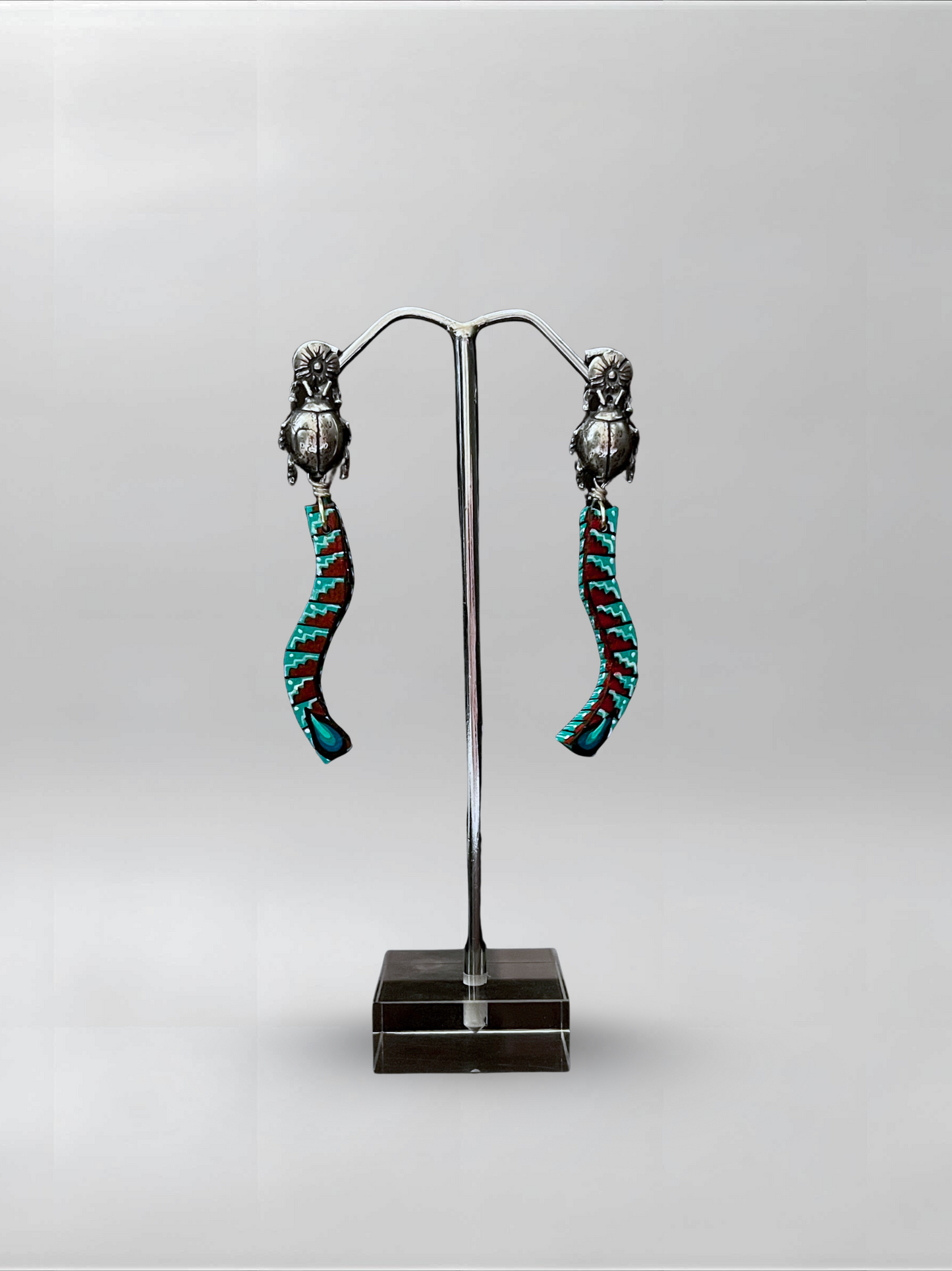 Beetle Teal Slender Earrings