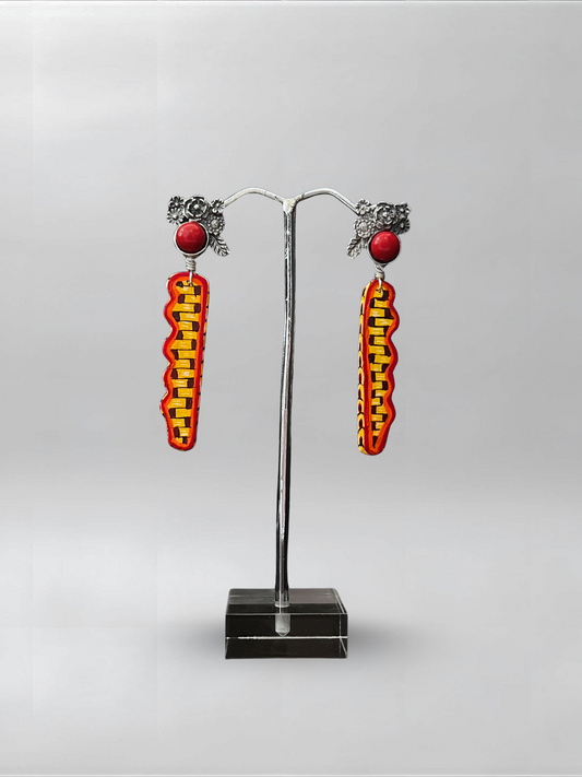Coral Stone Orange Slender Earrings