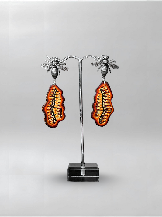 Honeybee Orange Abstract Earrings
