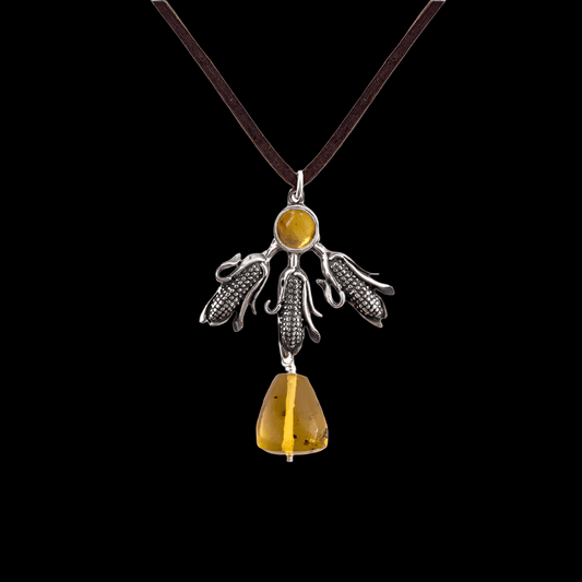 Three Mini Corn Pendant Necklace