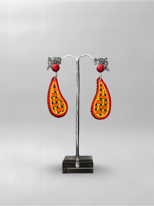 Coral Stone Orange Curved Earrings