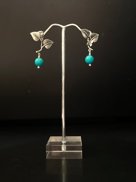 Turquoise Leaf Earrings - Xhuba Gallery 
