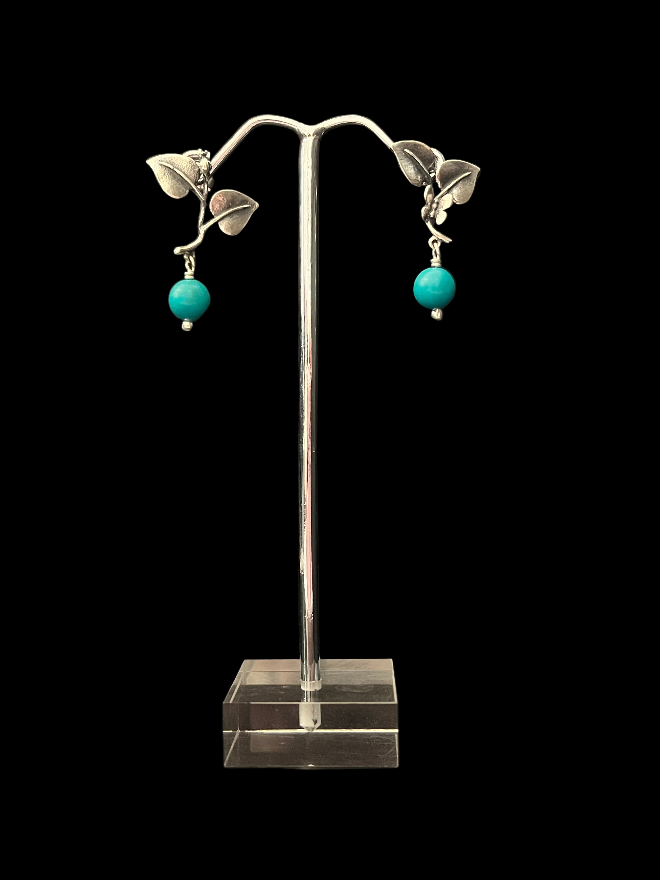 Turquoise Leaf Earrings - Xhuba Gallery 