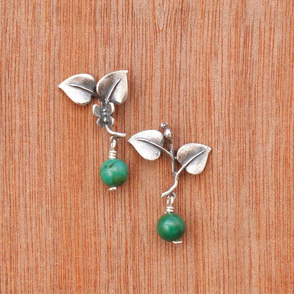 Turquoise Leaf Earrings - Xhuba Gallery 